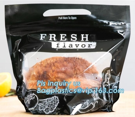 Aluminum foil vacuum frozen roast chicken packaging bag, chicken packaging bag with punch handle, PET chicken oven bag