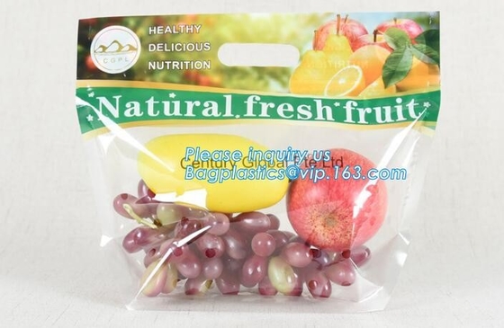 Resealable zipper grape bag fruit packaging bags plastic slider bag, fresh fruit packaging slider zipper bag, vegetable