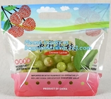 Promotional popular plastic reusable slider zipper food bags, slider k perforated fresh grape packaging bag, fruit