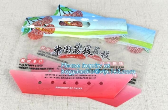 Promotional popular plastic reusable slider zipper food bags, slider k perforated fresh grape packaging bag, fruit