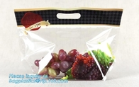 Custom colorful printed slider ldpe k bag, stand up slider zipper export pe grapes bag, zipper lock freezer storag