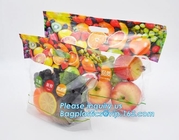 slider zip lock packaging fruit bag for cheery and grape, Vegetable refrigerate used resealable k packaging bag