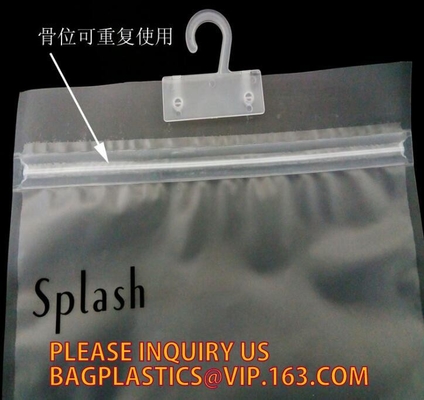 Hanging Hole Resealable apperal Packaging Bags For Clothes, Zipper Plastic Bags For Clothes, Hanger Hook