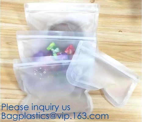 Large Reusable Vacuum Zipper Preservation Freezer sandwich k Cooking Fresh Zip Silicone Food Storage Bags With Tim