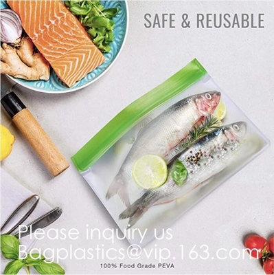 Eco friendly Zipper Leakproof Freezer Bag Washable Reusable PEVA Sandwich Snacks Storage Bags For Fruits Vegetables Lunc