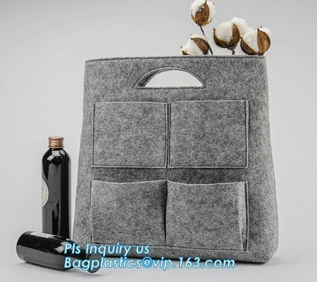 Handmade Felt Shopping Bag With Handle, Ladies Fashion Felt Tote Bag With PU Handle, OEM Gray 2mm Thick Felt Handle Fash