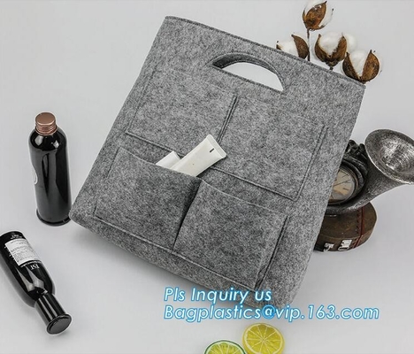 Handmade Felt Shopping Bag With Handle, Ladies Fashion Felt Tote Bag With PU Handle, OEM Gray 2mm Thick Felt Handle Fash