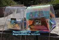 Women's Holographic Laser PVC Chain Cross Body Bag Clutch Shoulder Bag, Women Waterproof Security Shoulder Clear Tote ba