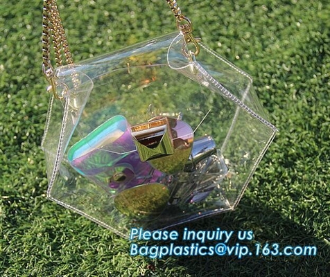 Clear Tote Bags Crystal PVC Transparent Women Fashion Handbag Shoulder Beach Bag, Summer Beach Clear PVC Shoulder Bag Tr