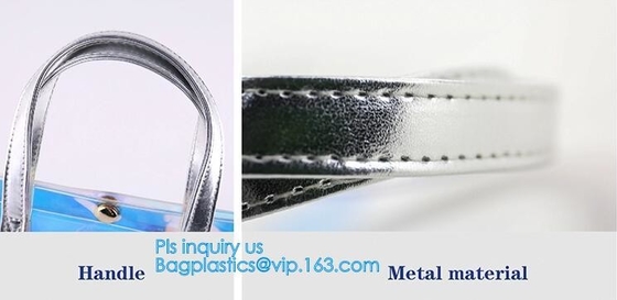 Tote Bags for Shoulder Clear Purse PVC Transparent Handbags, laser pvc shopping bag fashion transparent PVC tote handbag