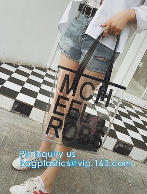 PVC bags clear lady cosmetic bag, transparent waterproof pvc cheap beach bags, Women's Casual Canvas Tote Bags Shoulder