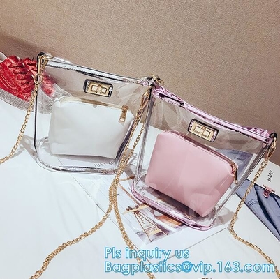Promo custom clear pvc shopping bag, Vinyl Coating Handbags with Logo, shopping bag with custom hand made printing, hand