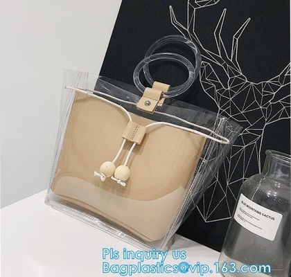 reusable eco friendly tote transparent pvc shopping bag, shopping cluth PVC beach bag with zipper, eco-freindly Promotio