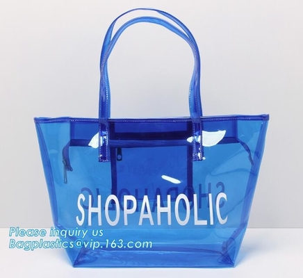 OEM service transparent handle recyclable pvc packing bag, Handle Carry Plastic Cooler Bag PVC Wine Bag, shopping bag wi