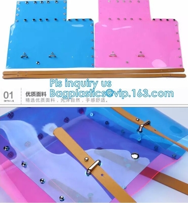 PVC Shopping Bag Security Work Tote Shoulder Bag Womens Handbag, pvc transparent women summer handbag, tote shopper bags