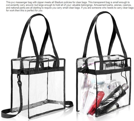 Eco-Friendly Customized PVC Bag for Shopping, cosmetic packaging handle zipper top pouch printed transparent tote shoppe