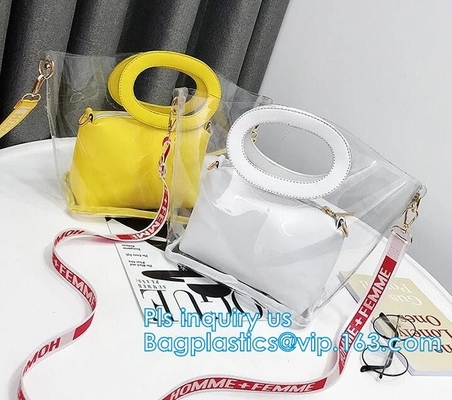 tote bag pu waterproof beach package handbag, Colorful PVC PU Handbag For Woman, Beach Bag Women Handbag With Cotton Rop