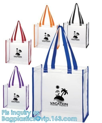 Promo PVC Plastic Shopping Handle Bag, Handling clear pvc blanket bags, handle reusable clear vinyl pvc cosmetic bags fo