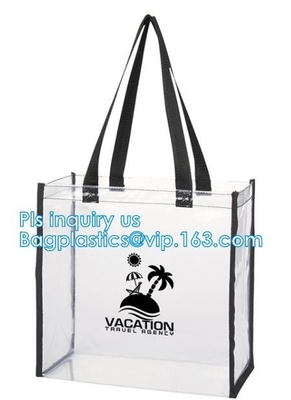 Promo PVC Plastic Shopping Handle Bag, Handling clear pvc blanket bags, handle reusable clear vinyl pvc cosmetic bags fo