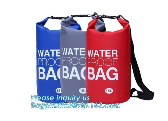 Custom Logo Low MOQ 500D PVC Tarpaulin 40L Outdoor Camping Hiking Climbing Bag Fully Waterproof Dry , Portable foldable