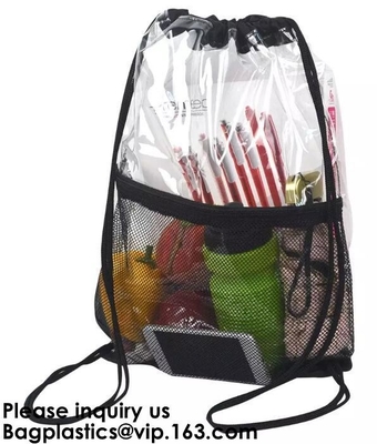 OEM Design Promotion PVC Drawstring GYM Bag,Clear PVC Drawstring Bag With Gold String Promotional Reflective Plastic PVC