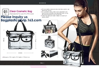 Clear PVC Makeup Cosmetic Bag With Extra 2 Front Magnet Pockets And Zipper Bag,Cosmetic Portable Toiletry Makeup Bag