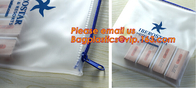 Transparent pvc slider zip bag with blue side gusset, pvc zipper lock slider bag, Zipper slider clear pvc bag for ruler