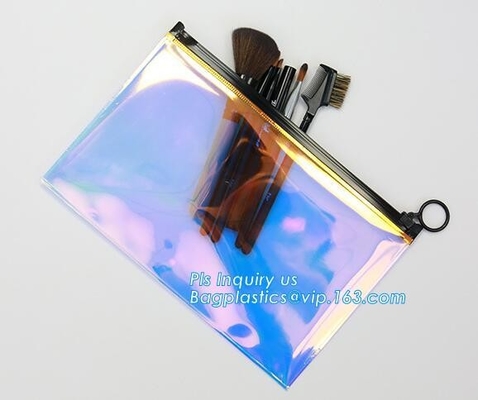 Transparent PVC zipper slider travel cosmetic bag, commodity package bag, Cosmetic Packing Soft Customized PVC Slider Ba