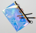 holographic glitter mini purse transparent clear PVC cosmetic slider bag, slider zipper PVC bag clear vinyl cosmetic bag