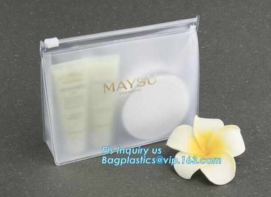 Stand up clear/transparent cosmetic PVC zipper bag/pouch, Eva Clothing Packaging Plastic Clear Zipper Bag With Slider