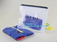 cosmetics packaging PVC transparent k slider plastic bag with pink zipper, Slider zipper Gusset Bag Cosmetic PVC B