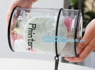 ZIPPERED BAGS, makeup cosmetic bag, travel BAG, Cosmetic Swimwear Sand beach Clear Cylinder PVC Bag For Women Makeup Tr