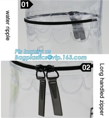 Barrel shape bag with bones with handle politzer bag, pvc toy package clear pvc barrel bag, zip barrel cosmetic box bag