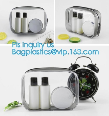 Custom personalized travel waterproof transparent clear pvc zipper toiletry bag, fashion travel clear PVC bag, HANDLE