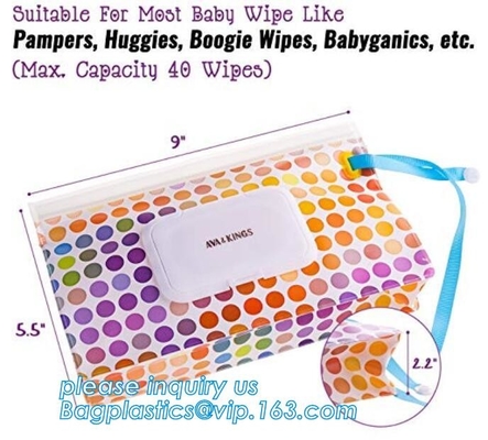 Colorful printing eva wet baby tissue paper bag, Customized EVA eco-friendly baby tissue gusseted wet wipes packaging ba