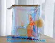 Glossy Rainbow Hologram Vinyl Cosmetic Pvc Bag With Zip Closure,Hologram zipper pvc cosmetic bag