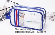 Modern Fashion Travel Portable Transparent PVC Customized Logo Cosmetic Pouch,PVC Cosmetic Pouch With red Zipper