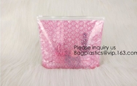 New Design Pvc k Epe Foam Heart-Shaped Bubble Bag For Cosmetic/Pink Plastic Bubble Bag With Zipper bagease package