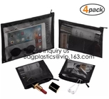 Mesh Cosmetic Bag Mesh Makeup Bags Black Mesh Zipper Pouch for Offices Travel Accessories，Organizer bag Zipper Folder Ba