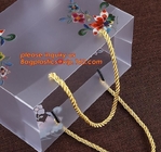 Customized square shape flower pattern long handle PP gift bag,flower vase, disposable flower plastic bag, plastic folda