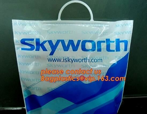 Heavy Duty Customized Printing Rigid Snap Handle Hard Plastic Bag,LDPE Rigid Handle Personal Belonging Bag bagplastics