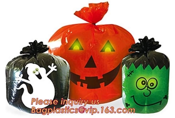 Halloween Pumpkin Leaf Bags Bundle: 2 Different Sets of Lantern Leaf Bags,Outdoor 30 Microns Jumbo Plastic Halloween Pum