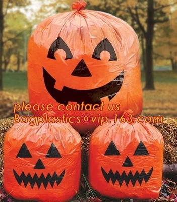 disposable Halloween Pumpkin Leaf Trash Bags Set 4 Orange Yard Decor Party Jack-O-Lantern,halloween pumpkin bag/ Hallowe