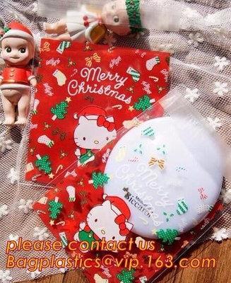 Various Styles Christmas Santa Claus moose Snowman self-adhesive Cookie packaging bags for biscuits snack christmas