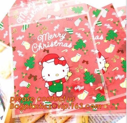 Various Styles Christmas Santa Claus moose Snowman self-adhesive Cookie packaging bags for biscuits snack christmas