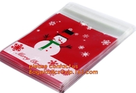 Various Styles Christmas Santa Claus moose Snowman self-adhesive Cookie packaging bags for biscuits snack christmas