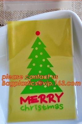 Various Styles Christmas Santa Claus moose Snowman self-adhesive Cookie packaging bags for biscuits snack christmas