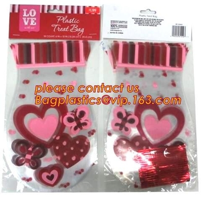 Decorative Candy Cello Bag Valentine's Day Clear Plastic Treat Bag,valentine's day Promotion gift colorful heart silicon