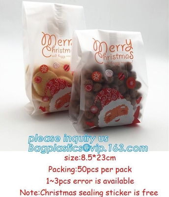 Christmas Candy Cookie Bags Cute SanHalloween Decoration Plastic Cookie Packaging Bag Self Adhesive Biscuit Bag 10*10cm,