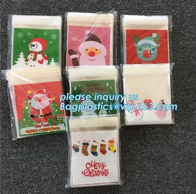 Hot 100pcs/lot Cute Snowflake Snowman Santa Xmas Christmas Gifts Holders Bake Biscuit Cookies Candy Jewelry Packaging Ba